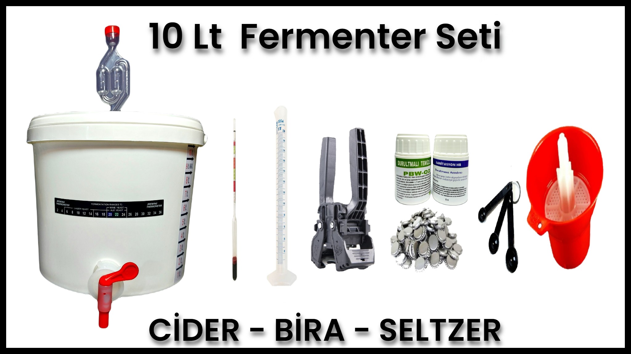 10 Lt Fermentasyon Başlangıç Seti - CİDER - BİRA - SELTZER -