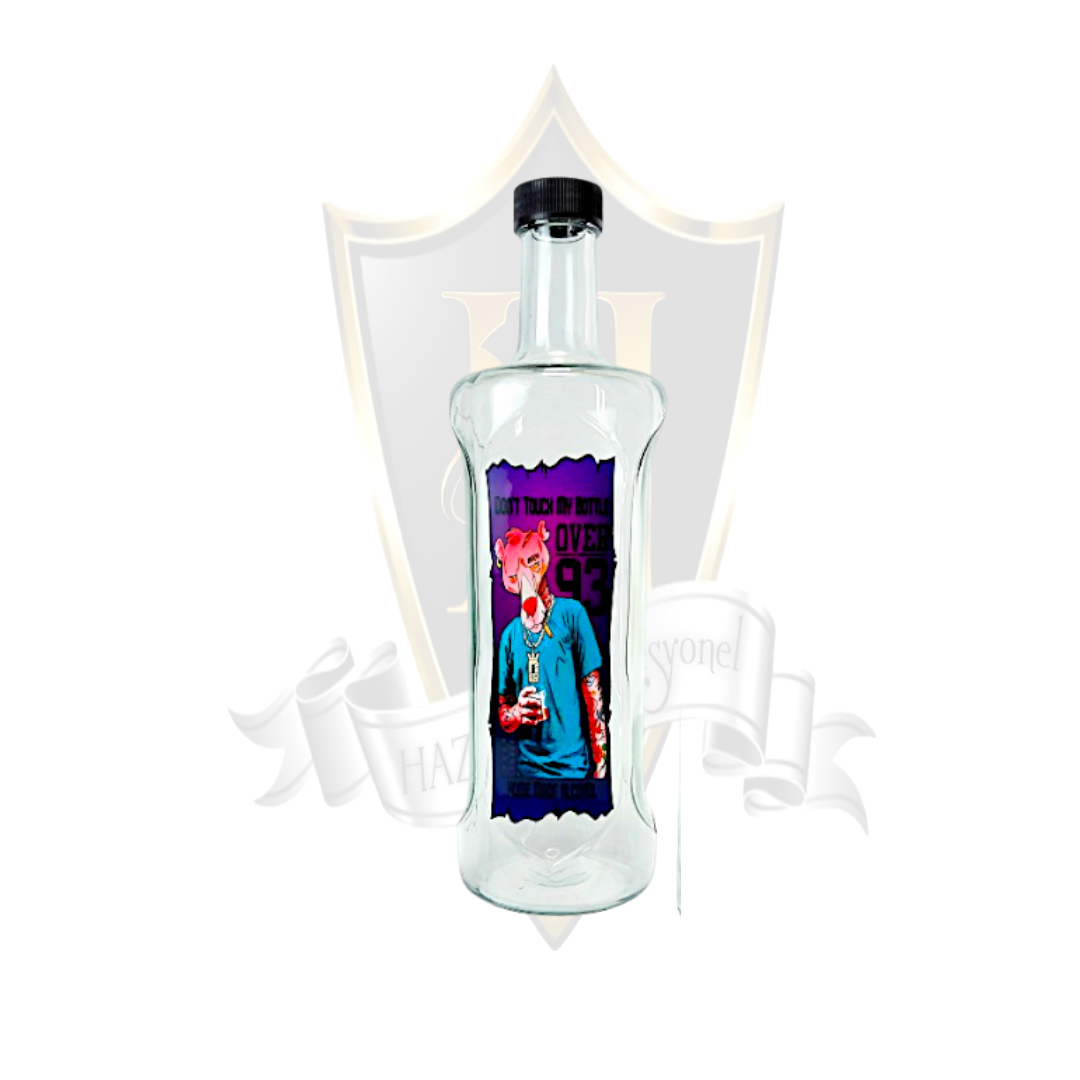 1 Lt Baskılı Cam Şişe Pink
