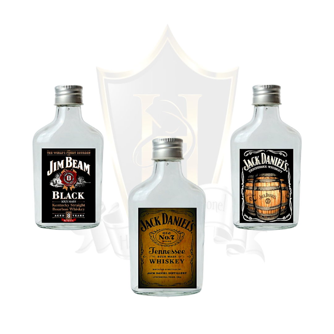 200 ml Basklı Yassı Şişe Seti W