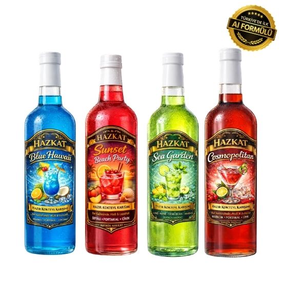 Hazkat Expert Set Alkolsüz Kokteyl Mocktail Hazır Karışım Şurupları  750ml x 4