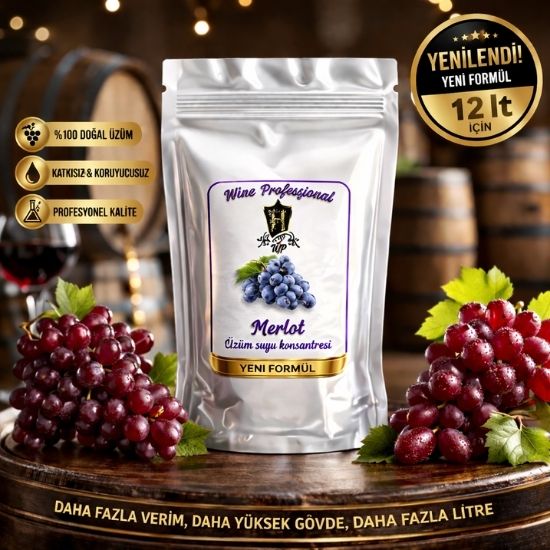 Wine Profesyonel Üzüm Suyu Konsantresi Kit MERLOT 12lt