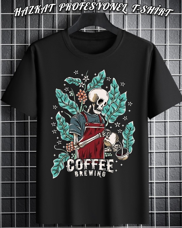 Unisex Baskılı T-Shirt Coffee XXL