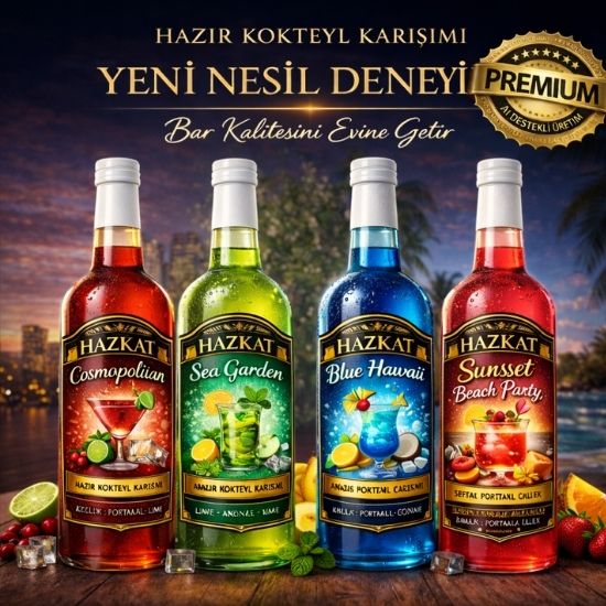 Hazkat Expert Set Alkolsüz Kokteyl Mocktail Hazır Karışım Şurupları  750ml x 4